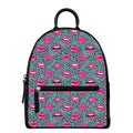 Purple Lips Pattern Print Leather Backpack