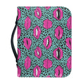 Purple Lips Pattern Print Leather Bible Cover