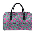 Purple Lips Pattern Print Leather Duffel Bag