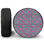 Purple Lips Pattern Print Leather Spare Tire Cover