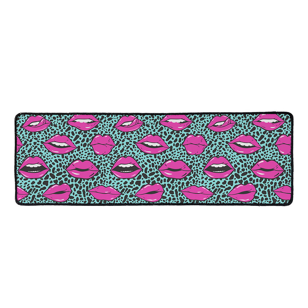 Purple Lips Pattern Print Long Kitchen Mat