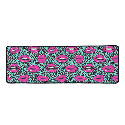 Purple Lips Pattern Print Long Kitchen Mat