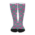 Purple Lips Pattern Print Long Socks