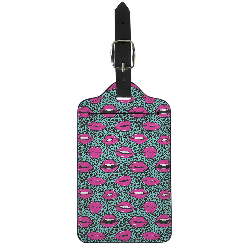 Purple Lips Pattern Print Luggage Tag