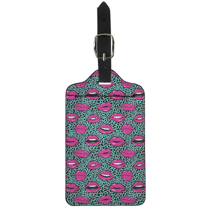Purple Lips Pattern Print Luggage Tag