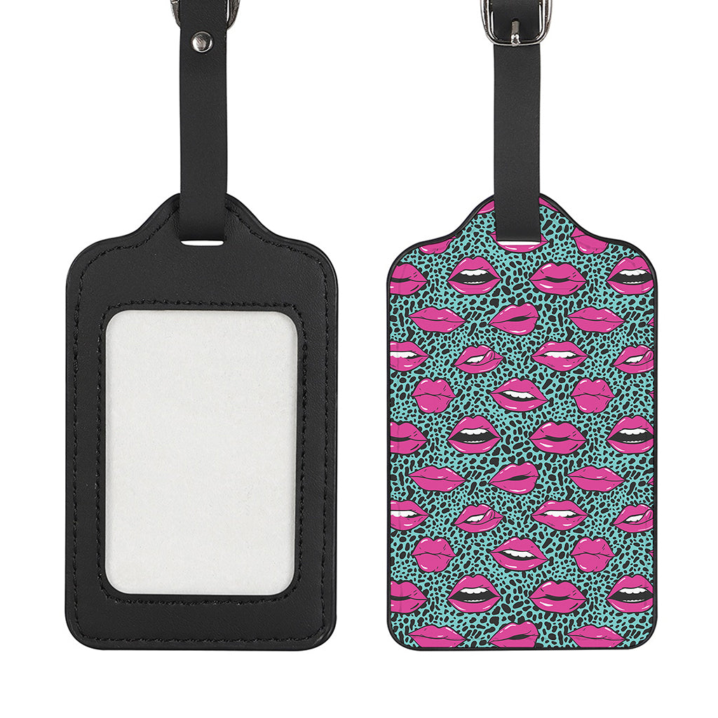 Purple Lips Pattern Print Luggage Tag