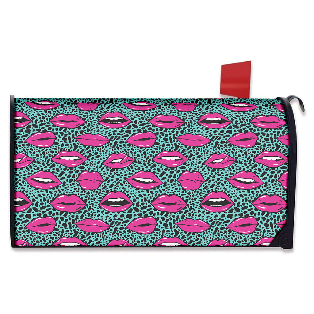 Purple Lips Pattern Print Mailbox Cover