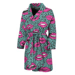 Purple Lips Pattern Print Men's Bathrobe