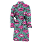 Purple Lips Pattern Print Men's Bathrobe