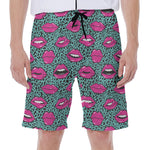 Purple Lips Pattern Print Men's Beach Shorts