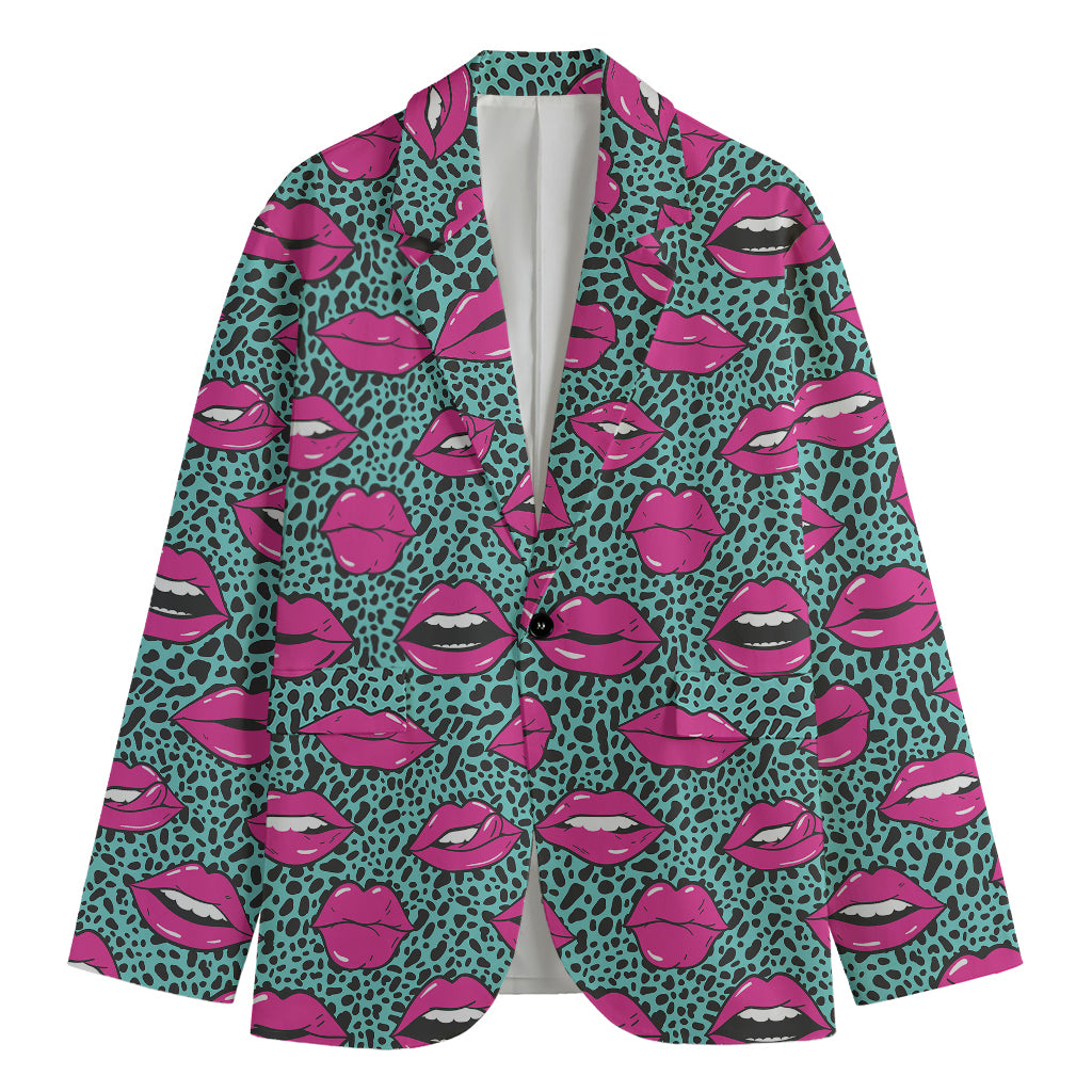 Purple Lips Pattern Print Men's Blazer