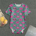 Purple Lips Pattern Print Men's Bodysuit