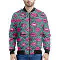 Purple Lips Pattern Print Men's Bomber Jacket