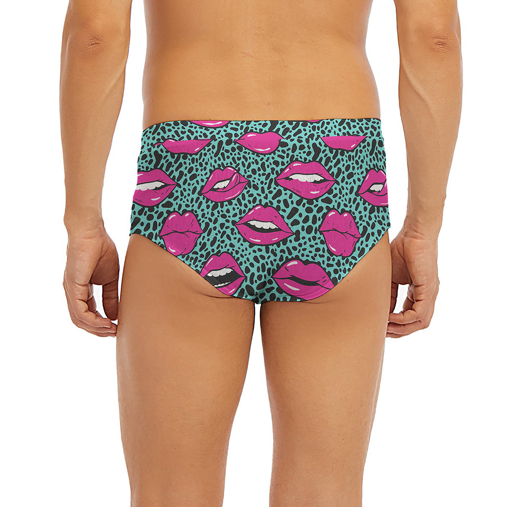 Purple Lips Pattern Print Men's Briefs
