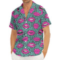 Purple Lips Pattern Print Men's Deep V-Neck Shirt