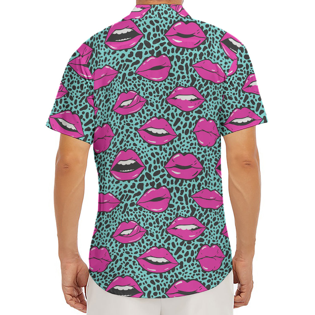 Purple Lips Pattern Print Men's Deep V-Neck Shirt