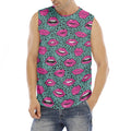Purple Lips Pattern Print Men's Fitness Tank Top