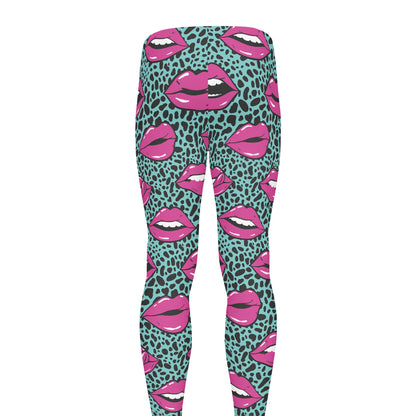 Purple Lips Pattern Print Men's leggings