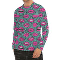 Purple Lips Pattern Print Men's Long Sleeve Rash Guard