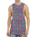 Purple Lips Pattern Print Men's Muscle Tank Top