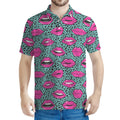 Purple Lips Pattern Print Men's Polo Shirt