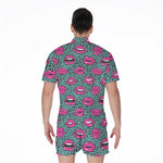 Purple Lips Pattern Print Men's Rompers