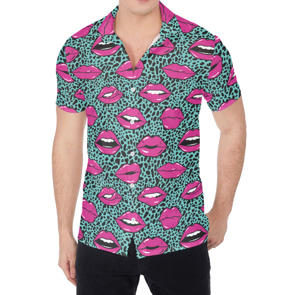 Purple Lips Pattern Print Men's Shirt