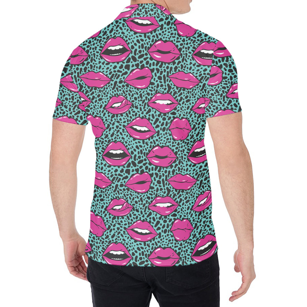 Purple Lips Pattern Print Men's Shirt