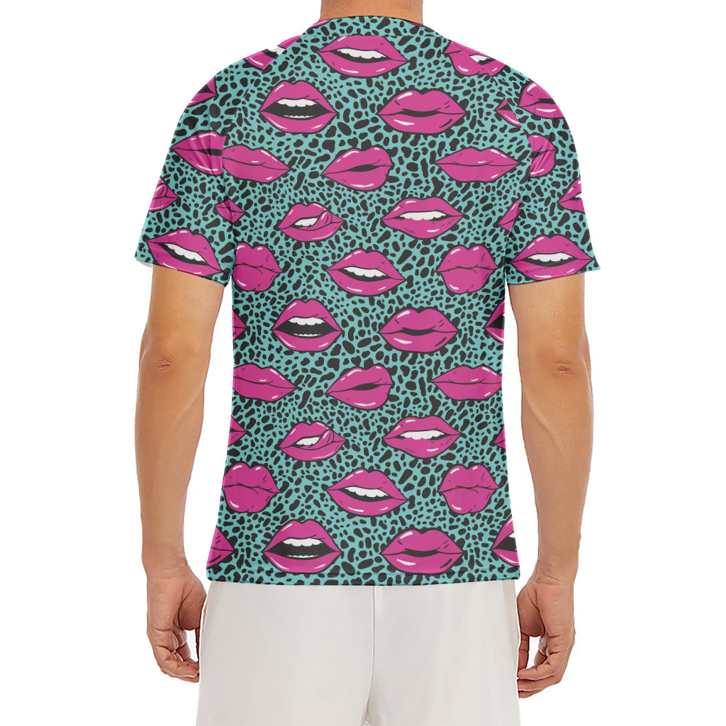 Purple Lips Pattern Print Men's Short Sleeve Rash Guard