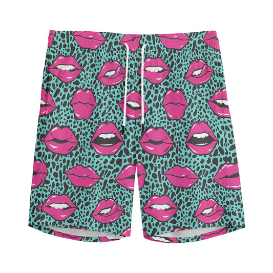 Purple Lips Pattern Print Men's Sports Shorts