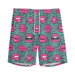 Purple Lips Pattern Print Men's Sports Shorts