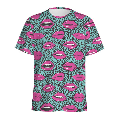 Purple Lips Pattern Print Men's Sports T-Shirt