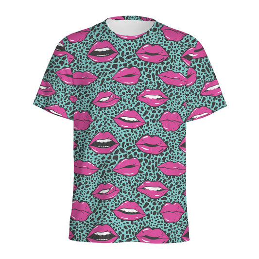 Purple Lips Pattern Print Men's Sports T-Shirt