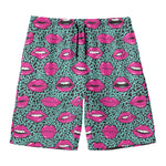 Purple Lips Pattern Print Men's Swim Trunks