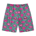 Purple Lips Pattern Print Men's Swim Trunks