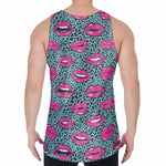 Purple Lips Pattern Print Men's Velvet Tank Top