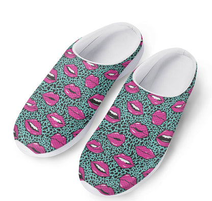 Purple Lips Pattern Print Mesh Casual Shoes