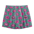 Purple Lips Pattern Print Mesh Shorts