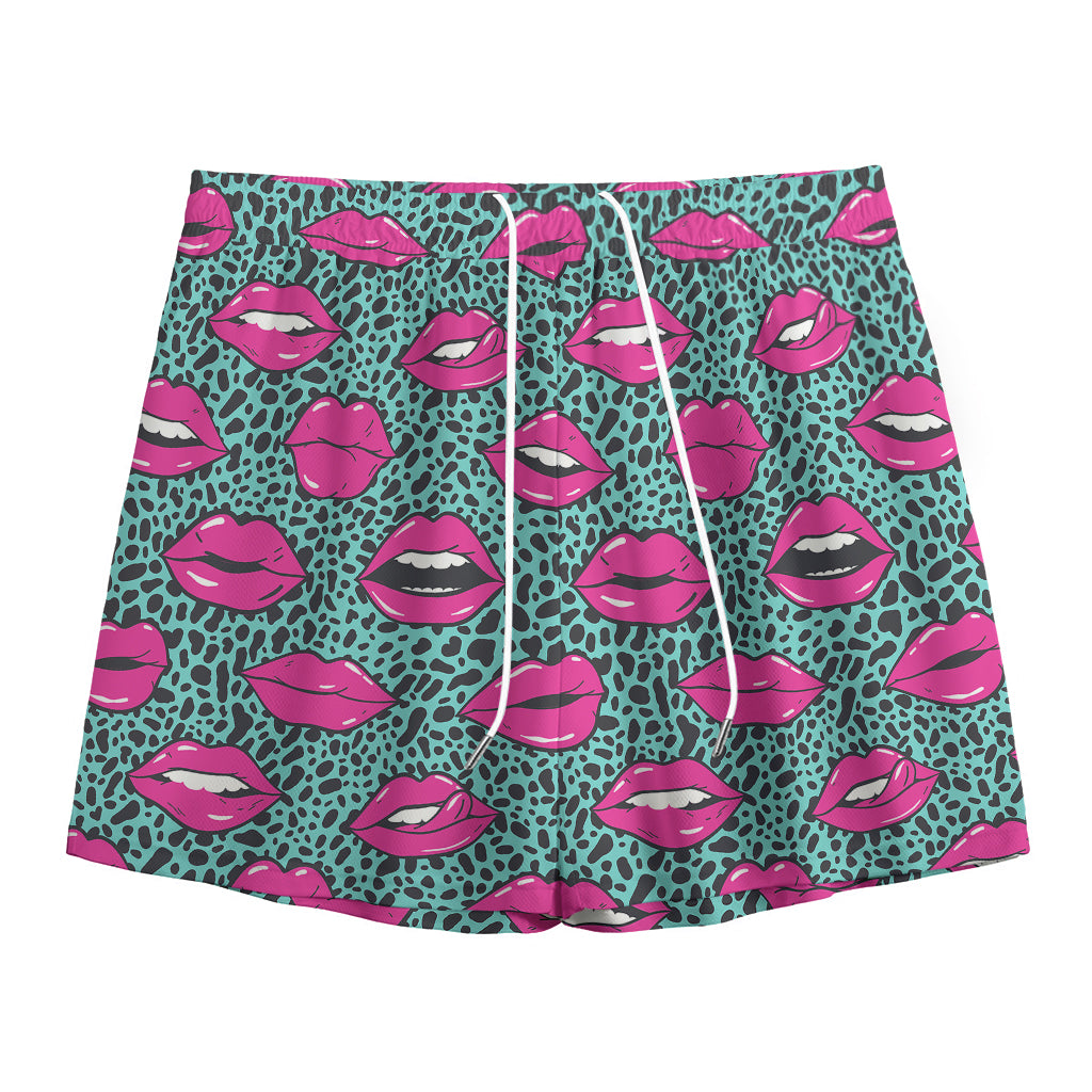 Purple Lips Pattern Print Mesh Shorts