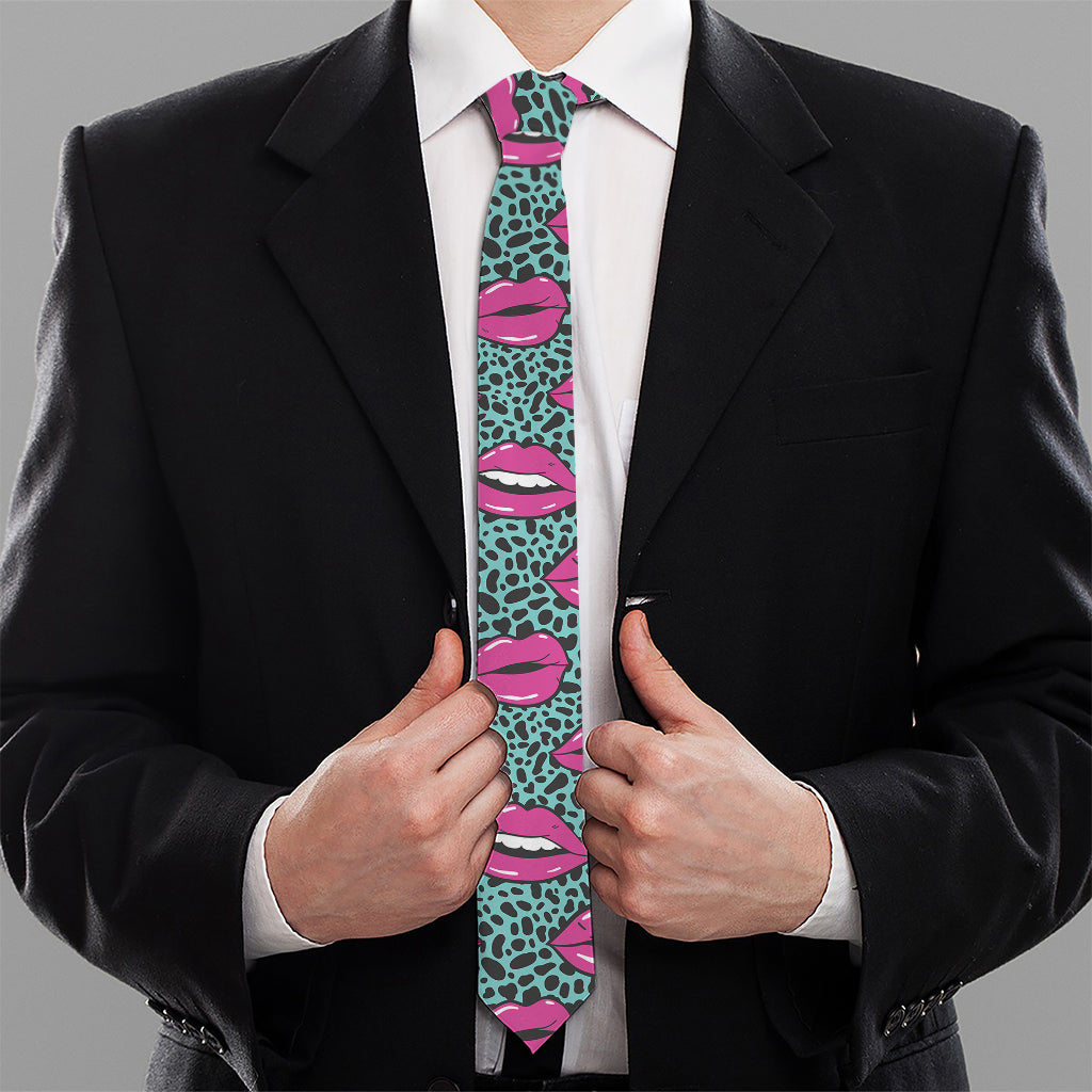 Purple Lips Pattern Print Necktie