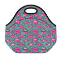 Purple Lips Pattern Print Neoprene Lunch Bag