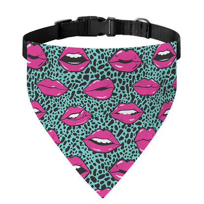 Purple Lips Pattern Print Over The Collar Dog Bandana