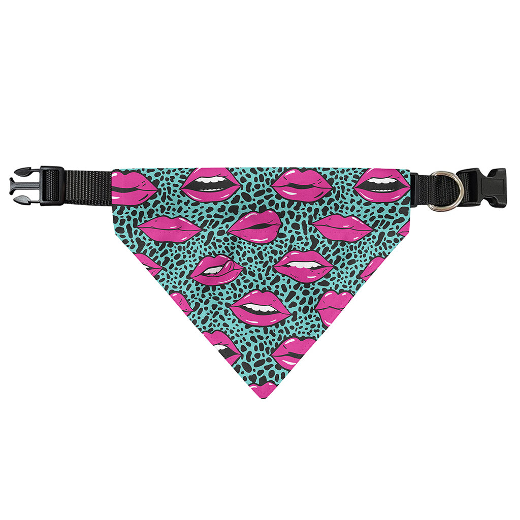 Purple Lips Pattern Print Over The Collar Dog Bandana