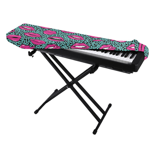 Purple Lips Pattern Print Piano Keyboard Cover