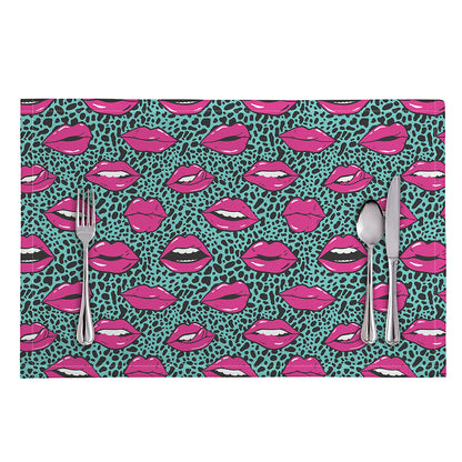 Purple Lips Pattern Print Placemat
