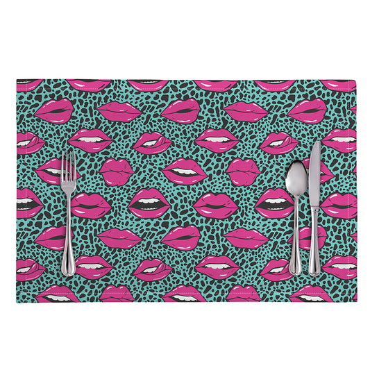 Purple Lips Pattern Print Placemat