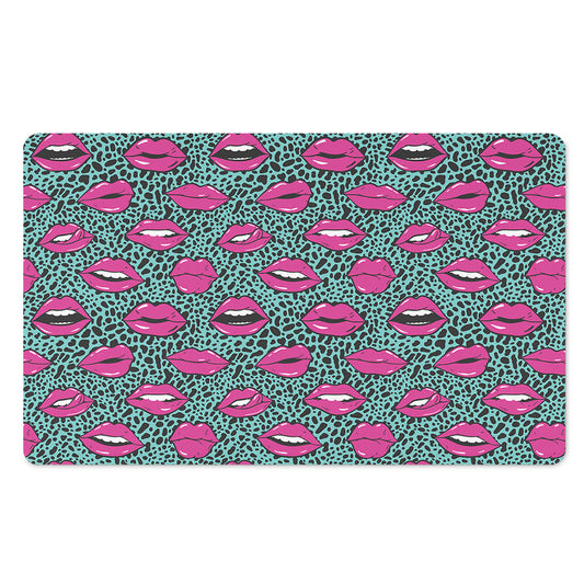 Purple Lips Pattern Print Polyester Doormat