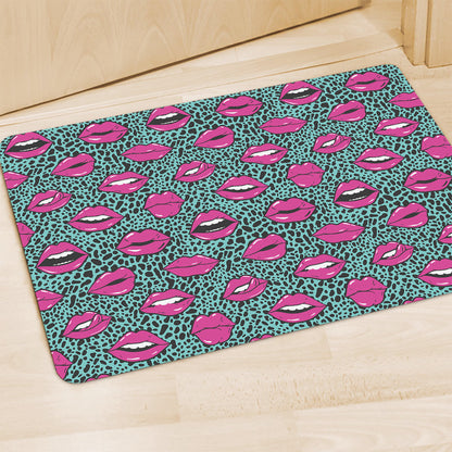 Purple Lips Pattern Print Polyester Doormat