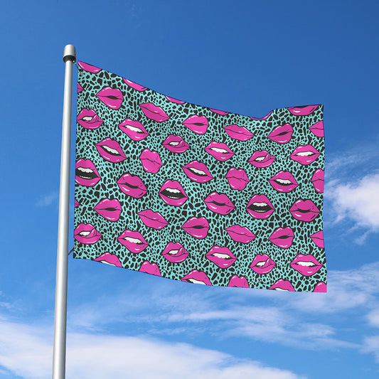 Purple Lips Pattern Print Polyester Flag
