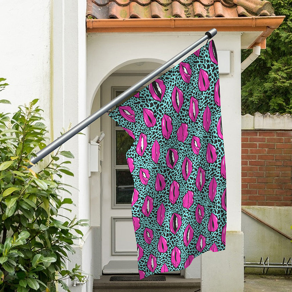 Purple Lips Pattern Print Polyester Flag